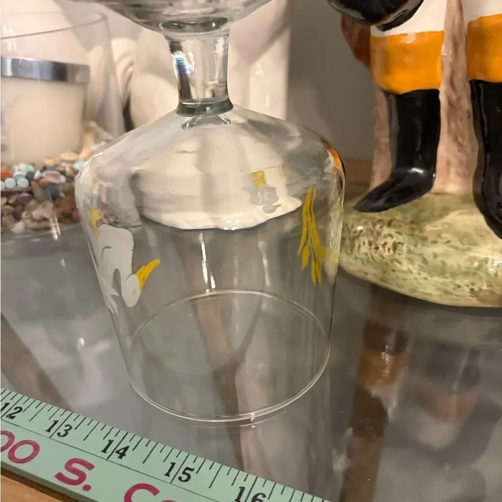 Duck geese Print Glass Goblet. Vintage.